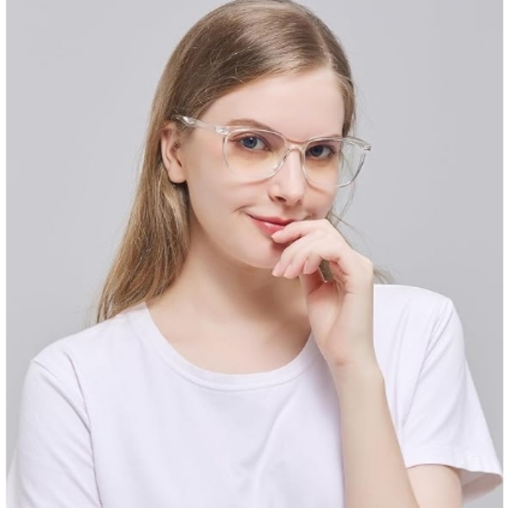 Blue Light Blocking Anti Eyestrain Lens Eyeglasses Crystal Frame